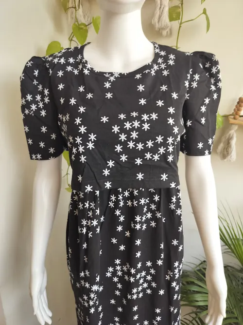Maternity Maxi - Full Length - Black Snowflakes